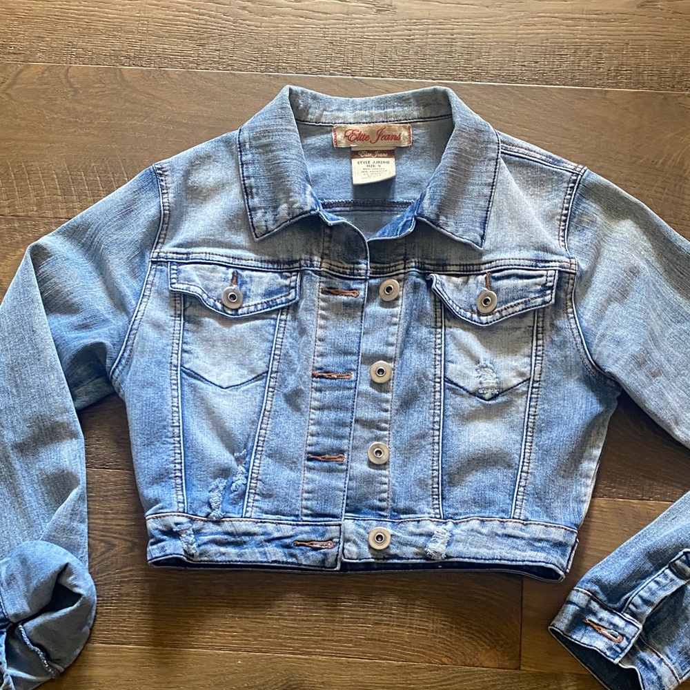 Elite jeans Light Blue Cropped Denim Jacket